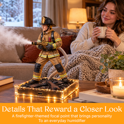 🚒 Firefighter Mist Humidifier – LED Rescue Scene Desk Decor & Gift for Firefighter Fans