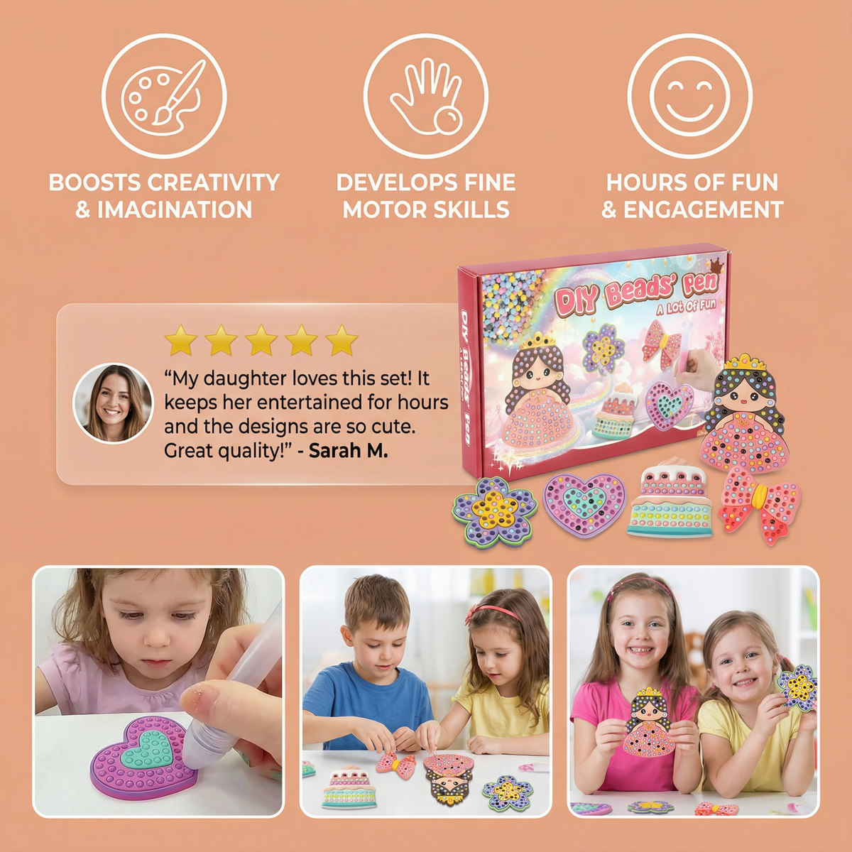 ✨Magical Bead Painting – 🎨DIY Set for Kids