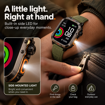 ⌚2.01-Inch Sport Smartwatch with Calls, Activity Modes & Side LED Light🎁
