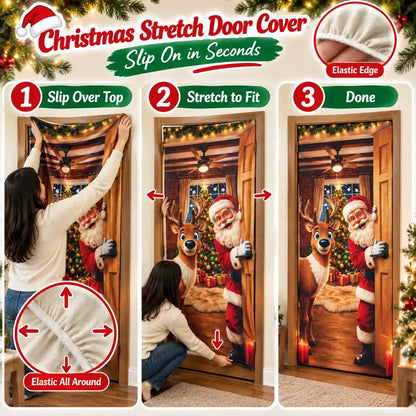 🎄 Christmas Door Makeover Cover Transform Your Front Door Into A Magical Holiday Entrance In Seconds