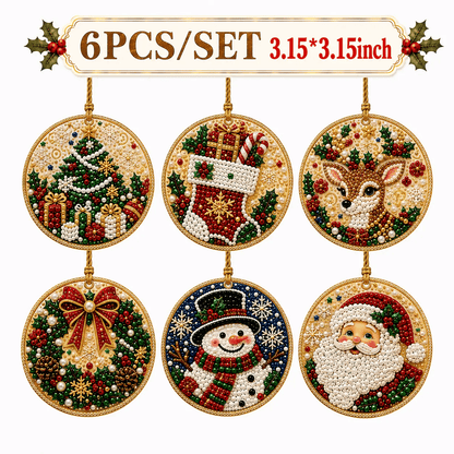 6Pcs/12Pcs Christmas DIY Diamond Painting Ornaments Kit