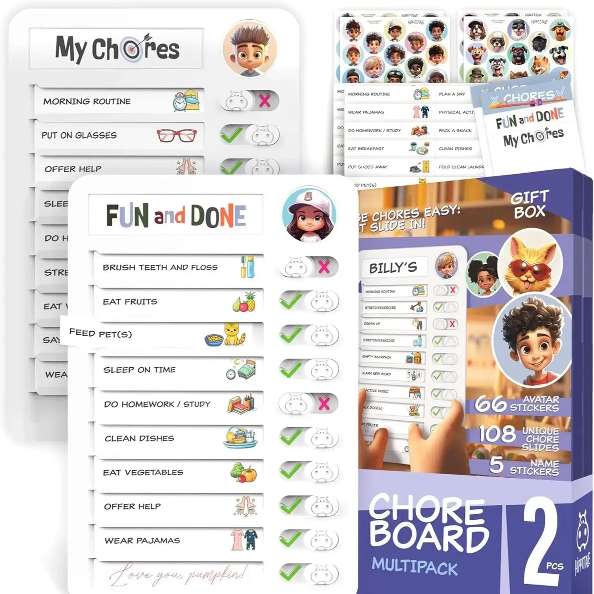 ✨Magnetic Kids Daily Routine Chore Chart, Visual Task Board with Stickers & Icons, Autism & ADHD Kids Routine Tool