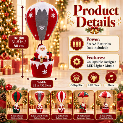 Musical Light-Up Floating Santa Decor ✨Easy Storage & Cordless Glow🎄