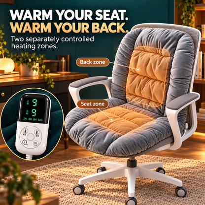Last Day Promotion🔥 Heated Seat & Back Cushion – Dual-Zone Warmth, 9 Heat Levels & Washable Velvet Cover