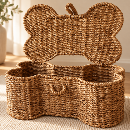 🐾 Finally, Dog Toy Storage That Belongs in the Living Room – Handwoven Bone Basket