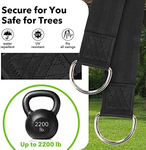 Tree swing strap product strength and outdoor material features