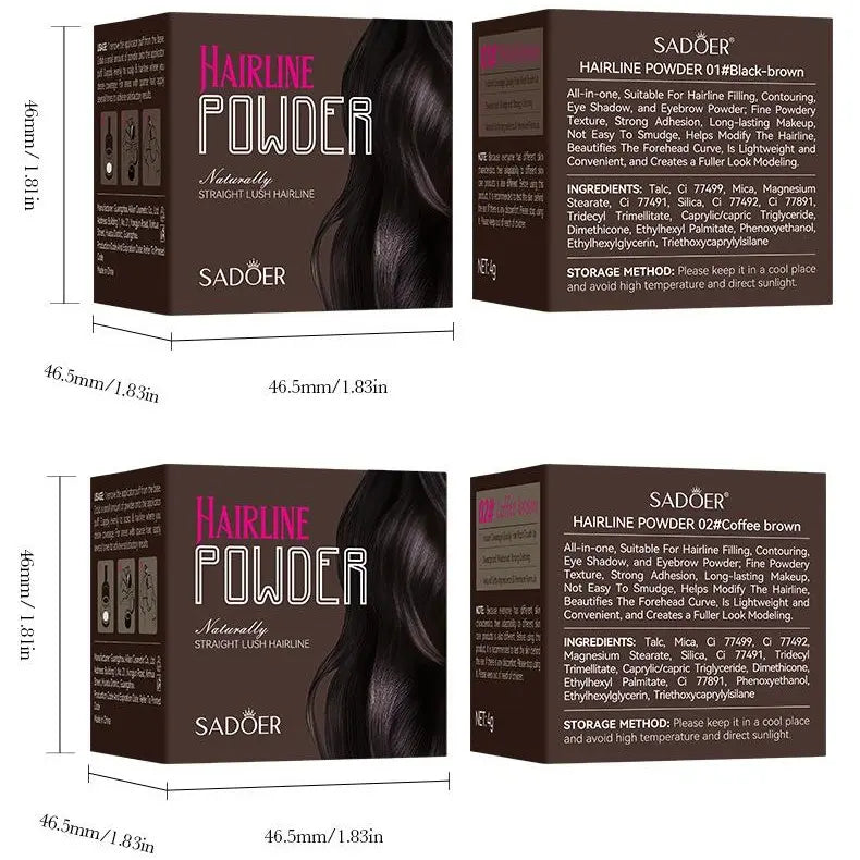 Hairline Powder - Strong Adhesion, Long-Lasting Formula, 2-Color Selection, Smudge-Free Haircare for Hair Gaps Fixing & Root Touch-Ups