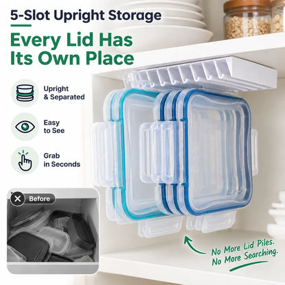 🎁5-Slot Food Container Lid Organizer – 2-Pack