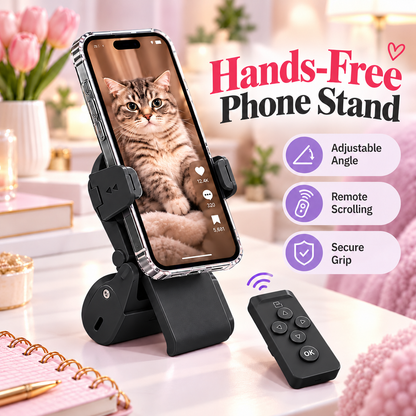 📱Hands-Free Phone Stand with Scroll Remote