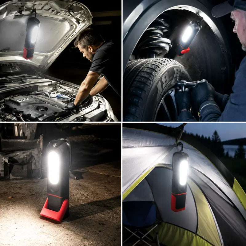 💡 Rechargeable COB Work Light | Magnetic Base, Hook & Stand