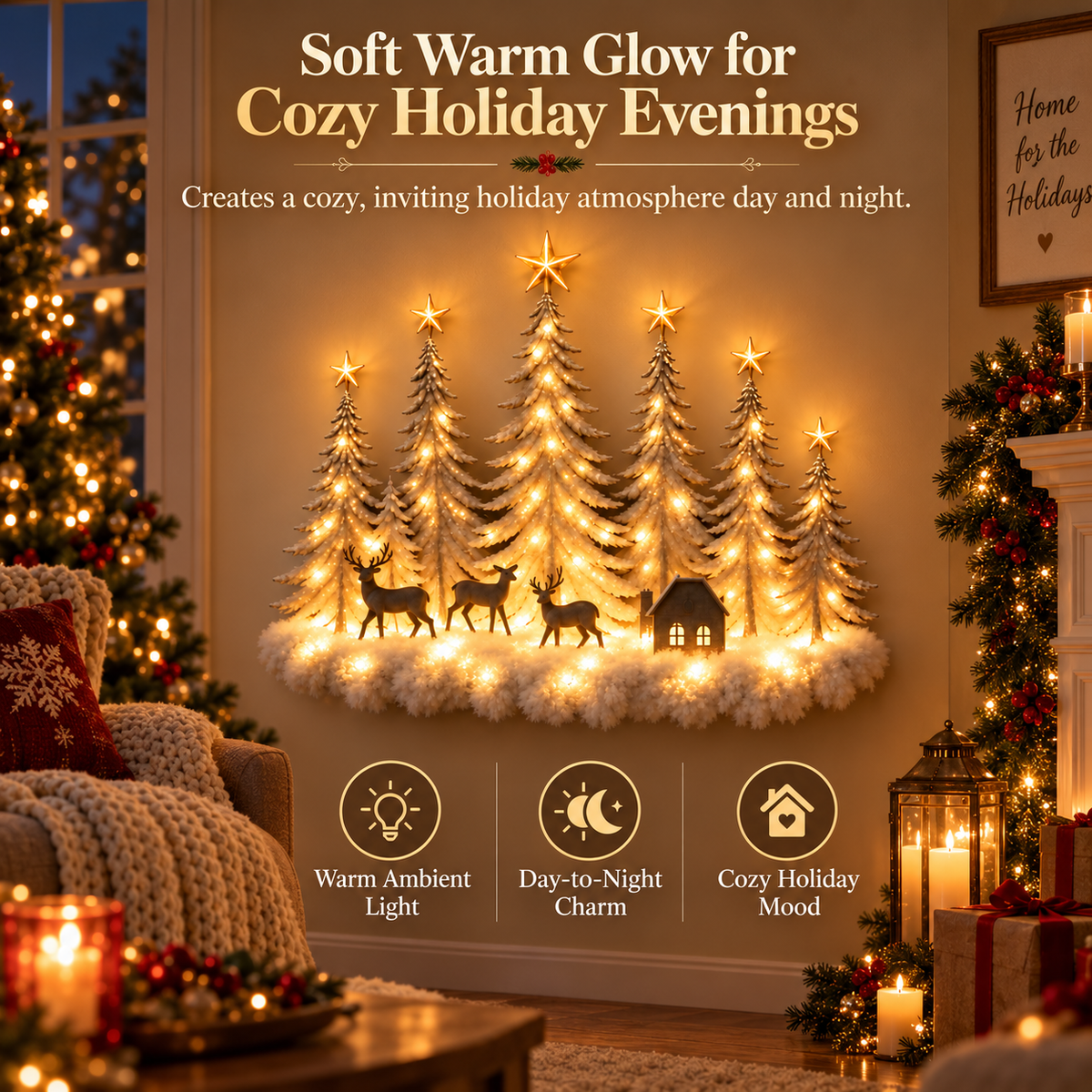 🎄Lighted Christmas Woodland Forest Wall Decor – Warm LED Holiday Scene