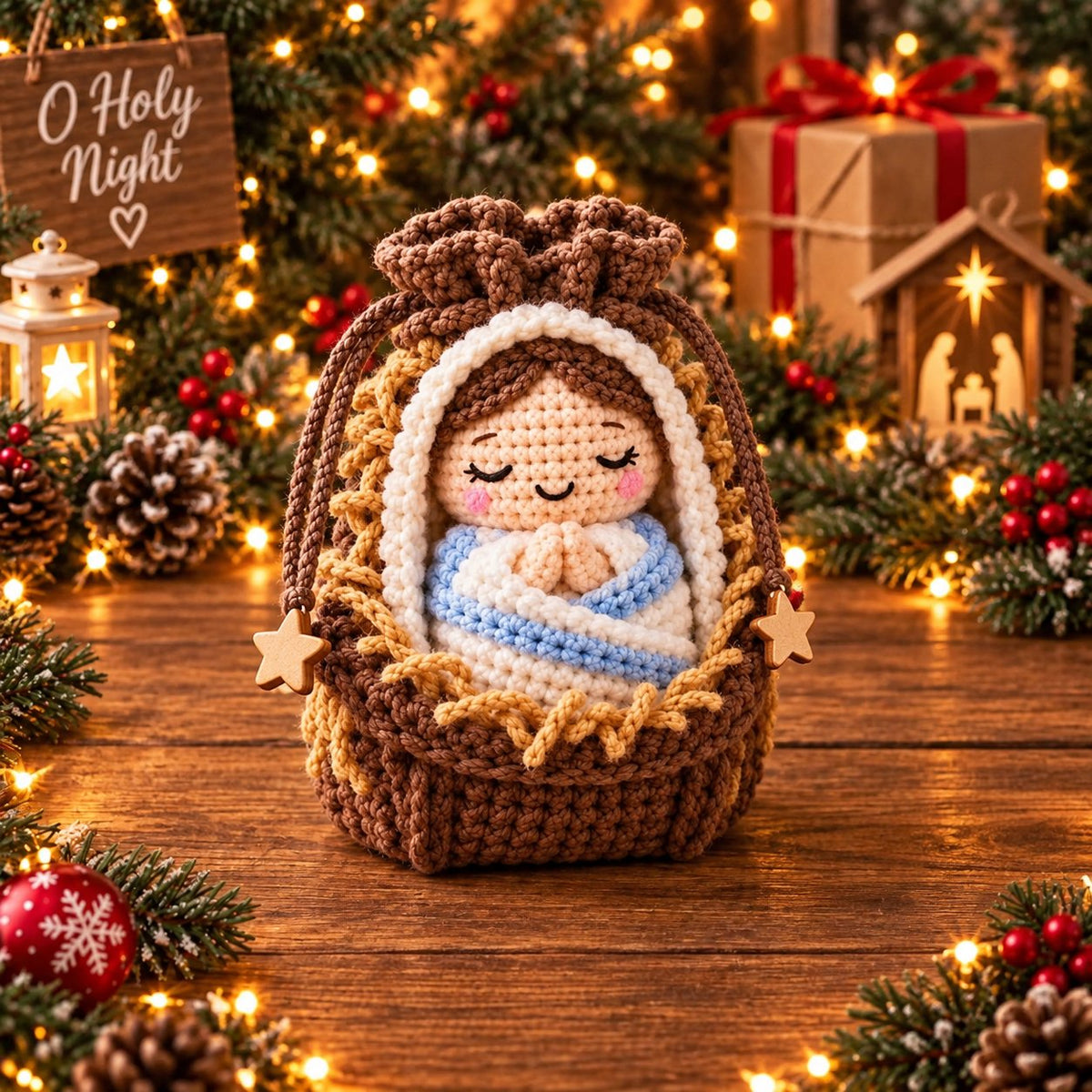 🎄 Christmas Crochet Character Gift Pouch | Reusable Drawstring Gift Bag
