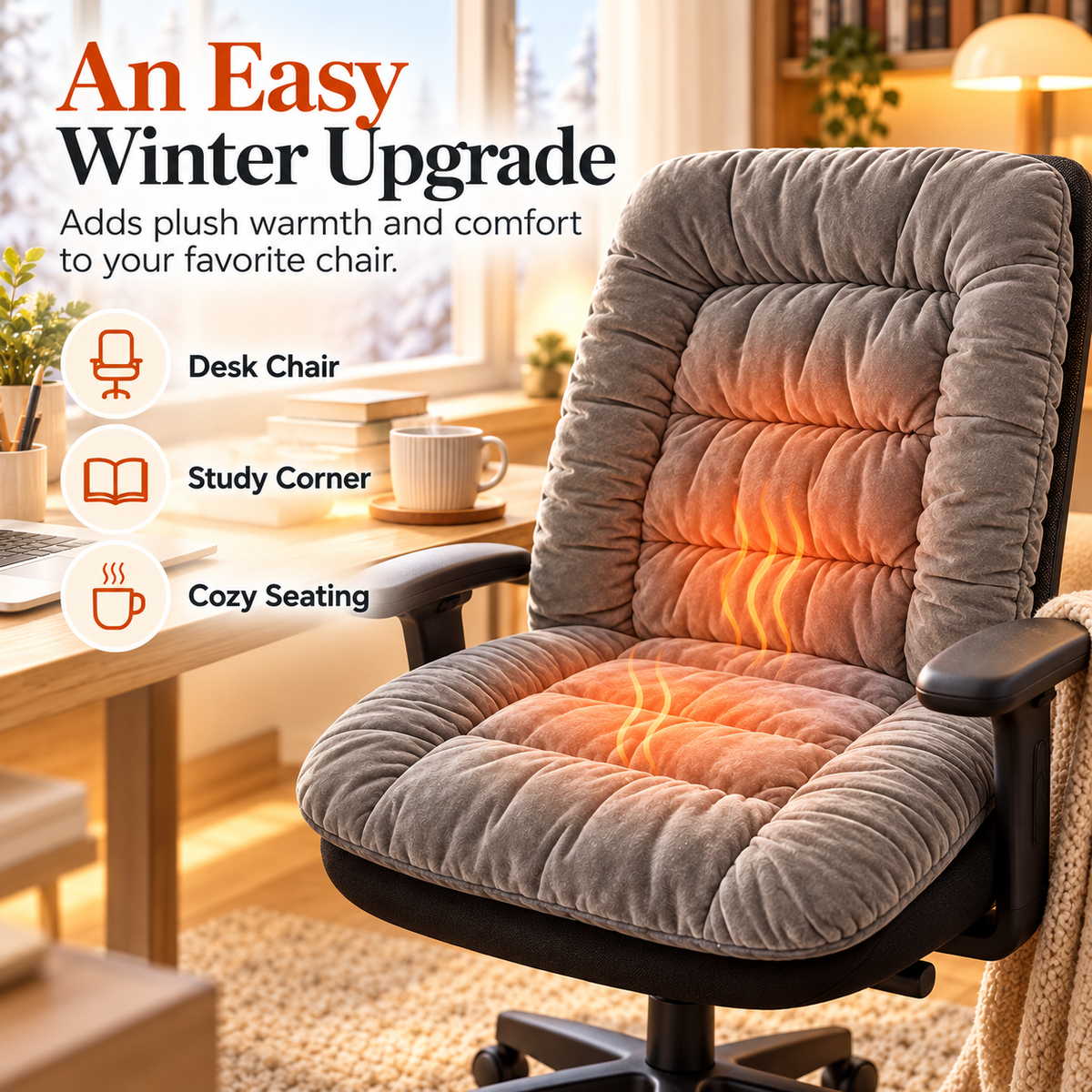 🔥 Plush Quilted Seat & Back Warmer with Remote Control ⏱️❄️🌈 6 Colors Available!