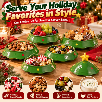 🎄 5-Layer Christmas Tree Serving Tray – Stackable Snack & Dip Bowls, Festive Holiday Table Decor & Christmas Gift 🎁
