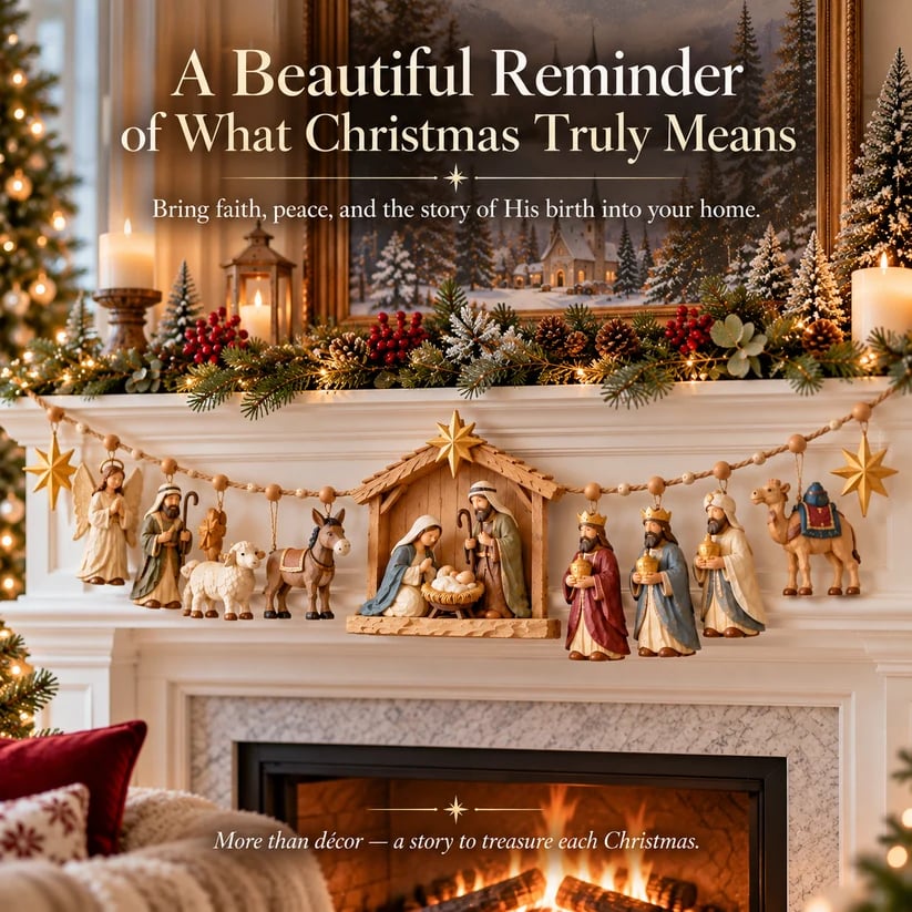 ✝️ The Night Hope Was Born – Bethlehem Nativity Christmas Garland