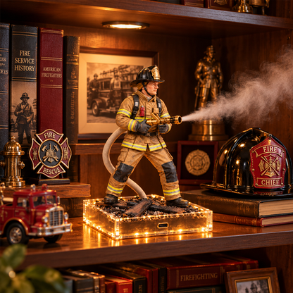 🚒 Firefighter Mist Humidifier – LED Rescue Scene Desk Decor & Gift for Firefighter Fans
