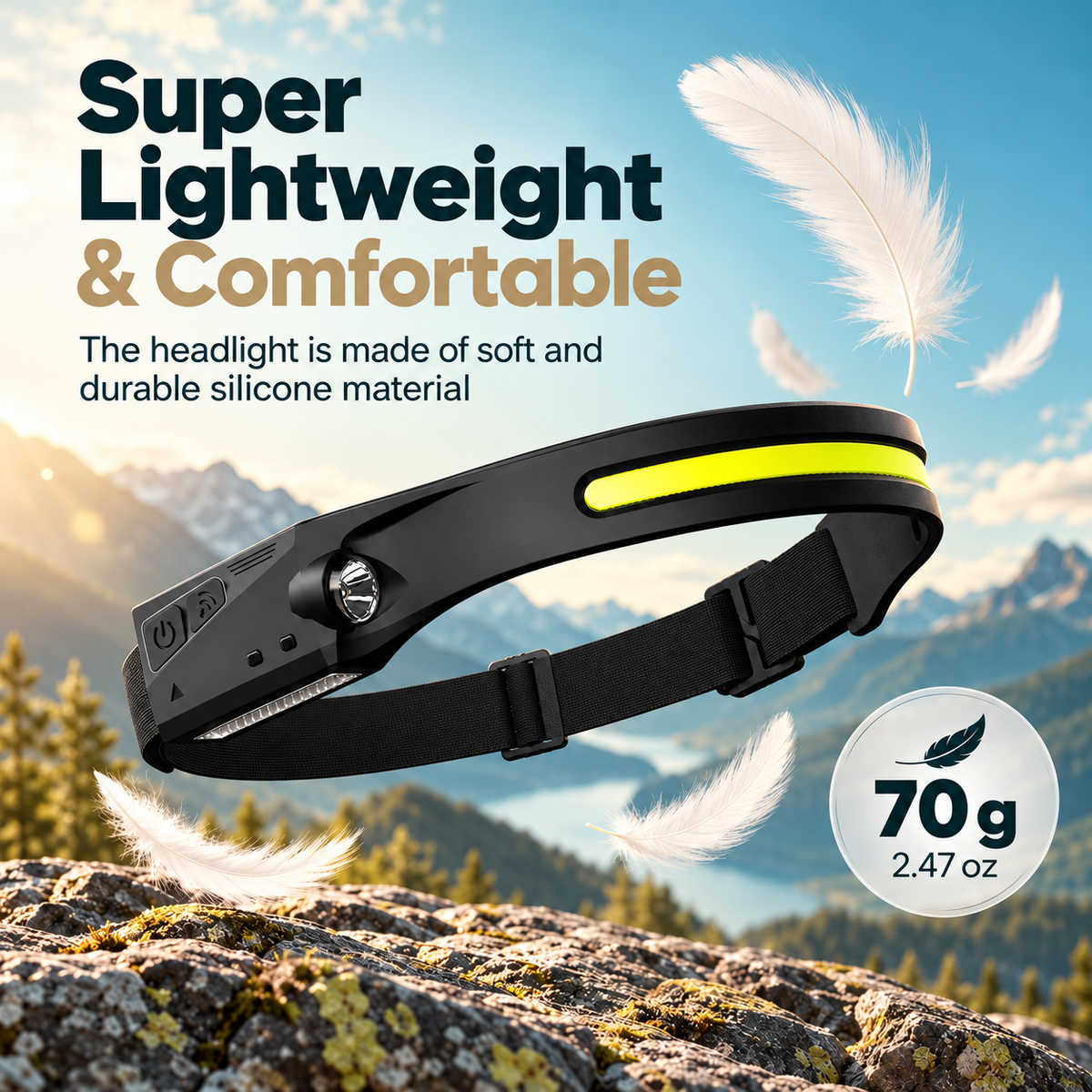 70 gram lightweight comfortable headlamp