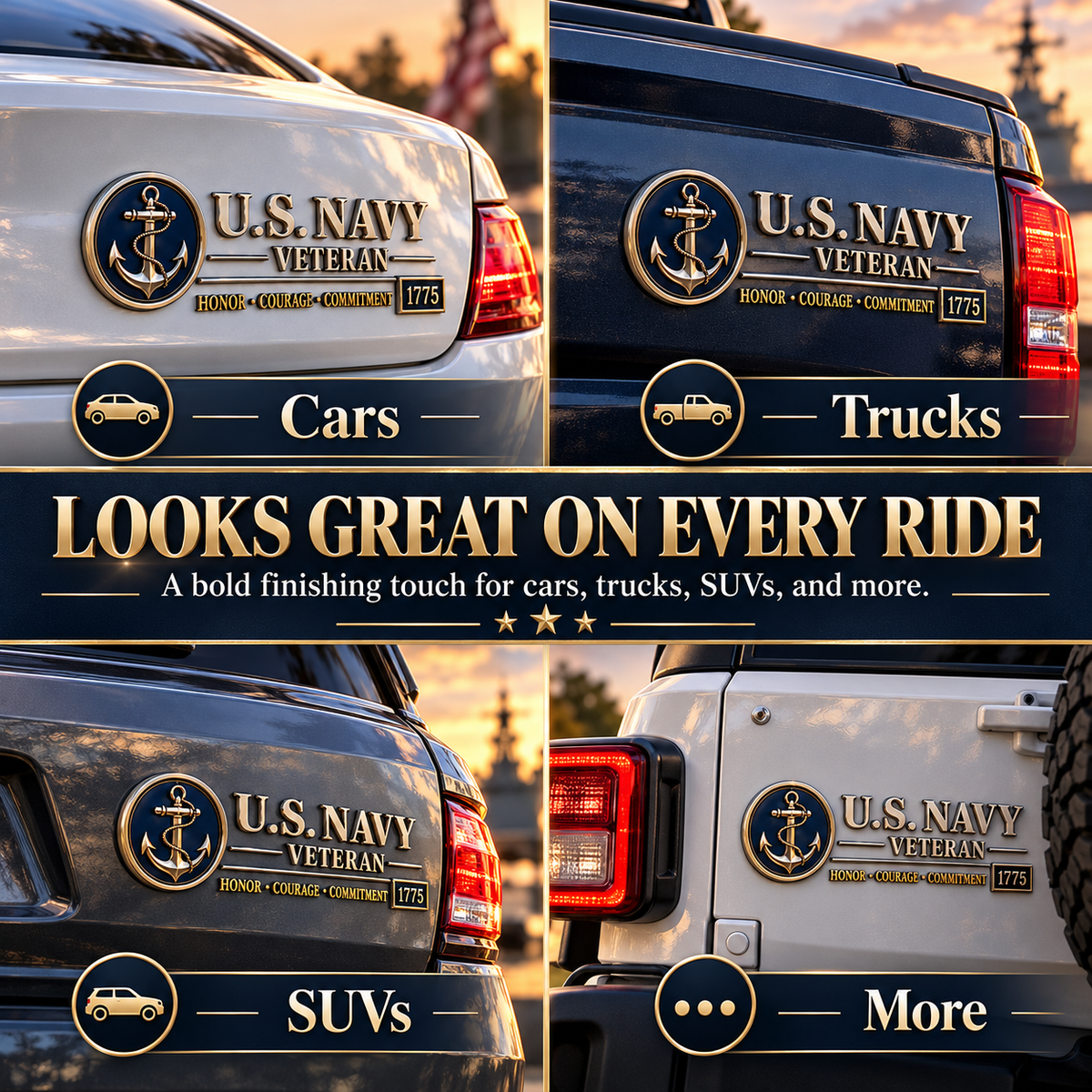 3D Adhesive Badge, No-Drill Military-Inspired Car & Truck Decoration