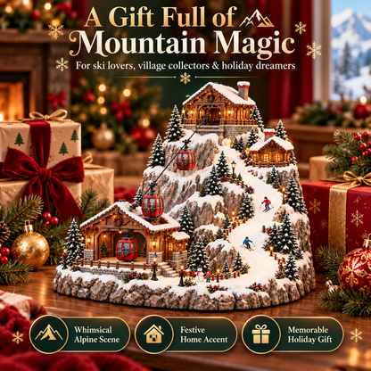 🏔️ Alpine Christmas Ski Village 🎄 Magical Miniature Snowy Mountain with Gondolas & Skiers ✨