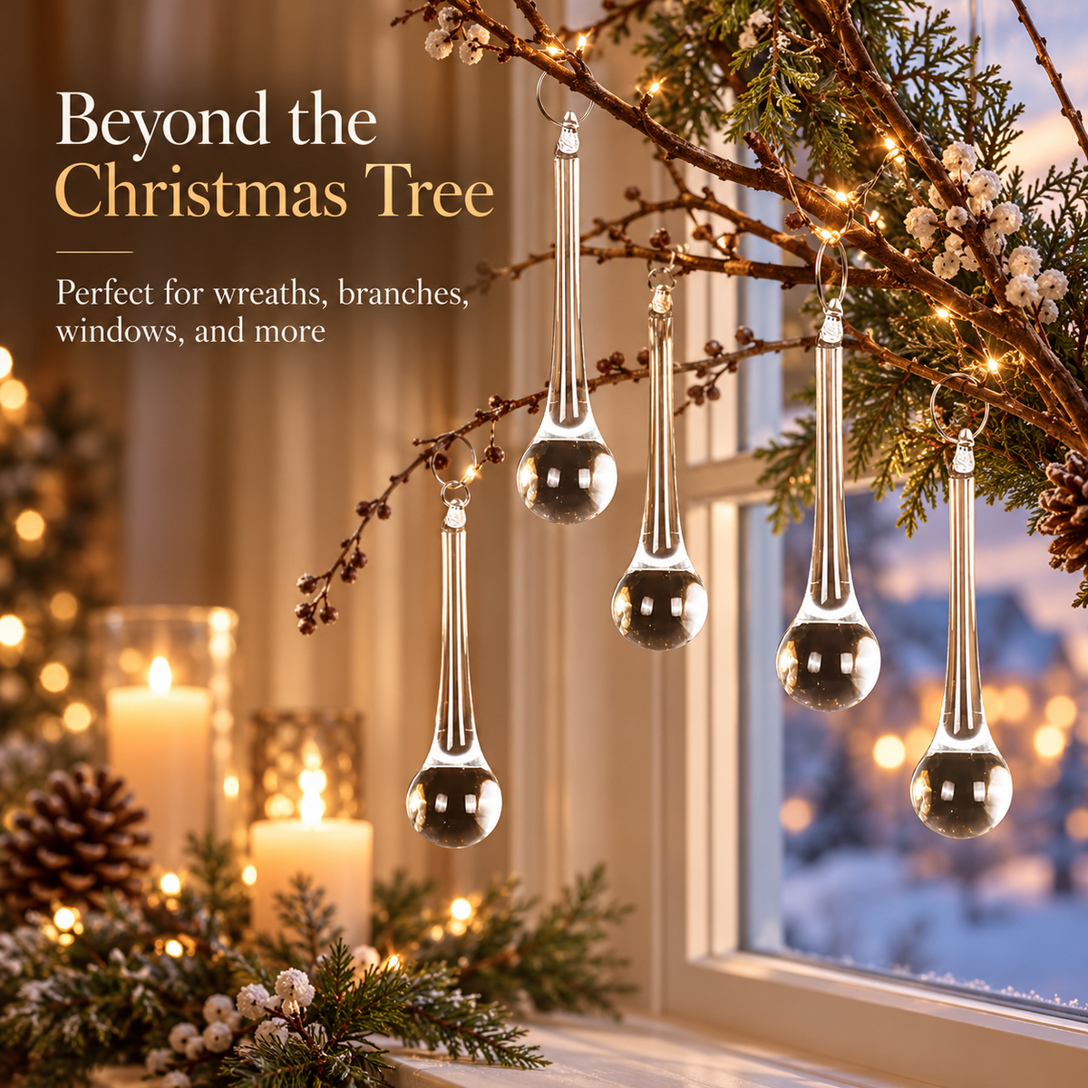 ✨ Crystal-Style Hanging Drops – Tree, Wreath, Chandelier & Holiday Decor