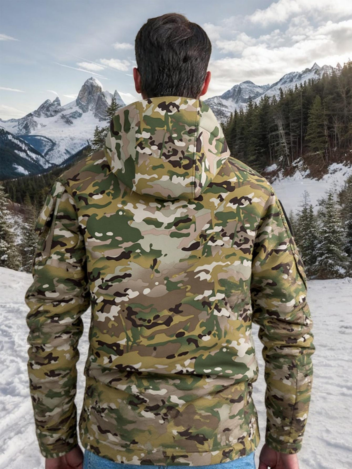 🧥 Men's Fleece-Lined Outdoor Jacket – Waterproof 9-Pocket Hooded Design