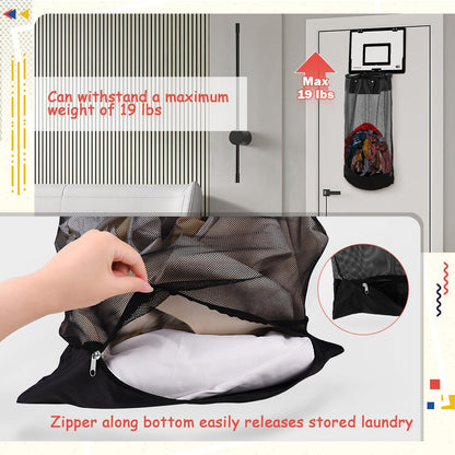 🏀Door Basketball Hoop with Laundry Hamper – Kids Indoor Basketball Set & Hanging Clothes Basket