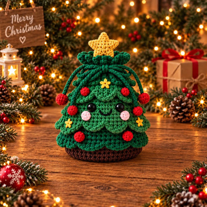 🎄 Christmas Crochet Character Gift Pouch | Reusable Drawstring Gift Bag