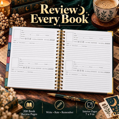 📖✨Midnight Study Hardcover Reading Planner for Book Lovers