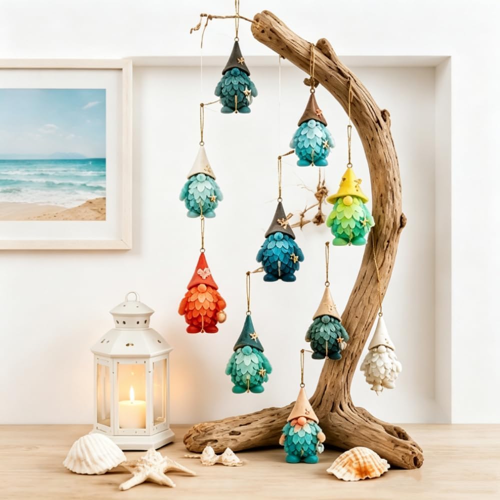 🎄🎅Sea Glass Gnome Advent Calendar 2026,24 Days Acrylic Marine Life Gnome Charms
