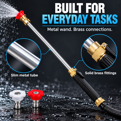 💦High-pressure water gun – 3 interchangeable nozzles, durable aluminium alloy & powerful ✨