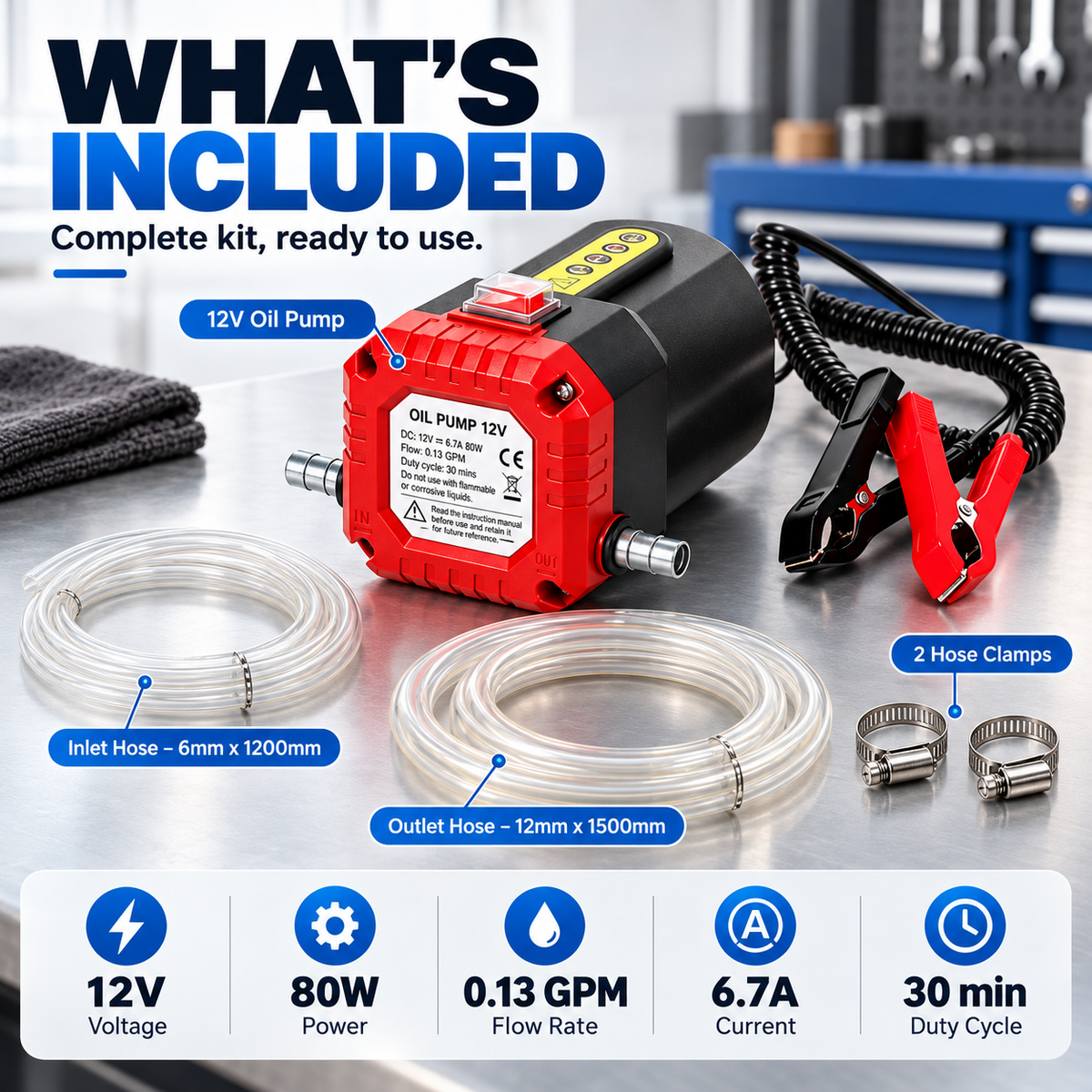 🔧 12V 80W Electric Oil Extractor Pump – Fast, Cleaner Oil Changes