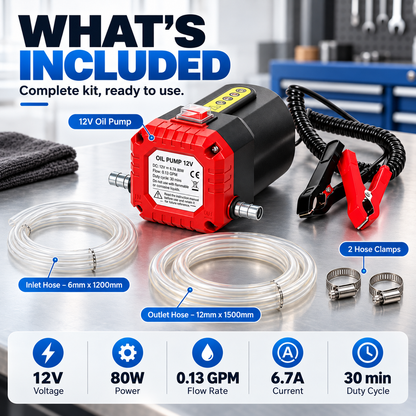 🔧 12V 80W Electric Oil Extractor Pump – Fast, Cleaner Oil Changes