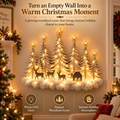 🎄Lighted Christmas Woodland Forest Wall Decor – Warm LED Holiday Scene