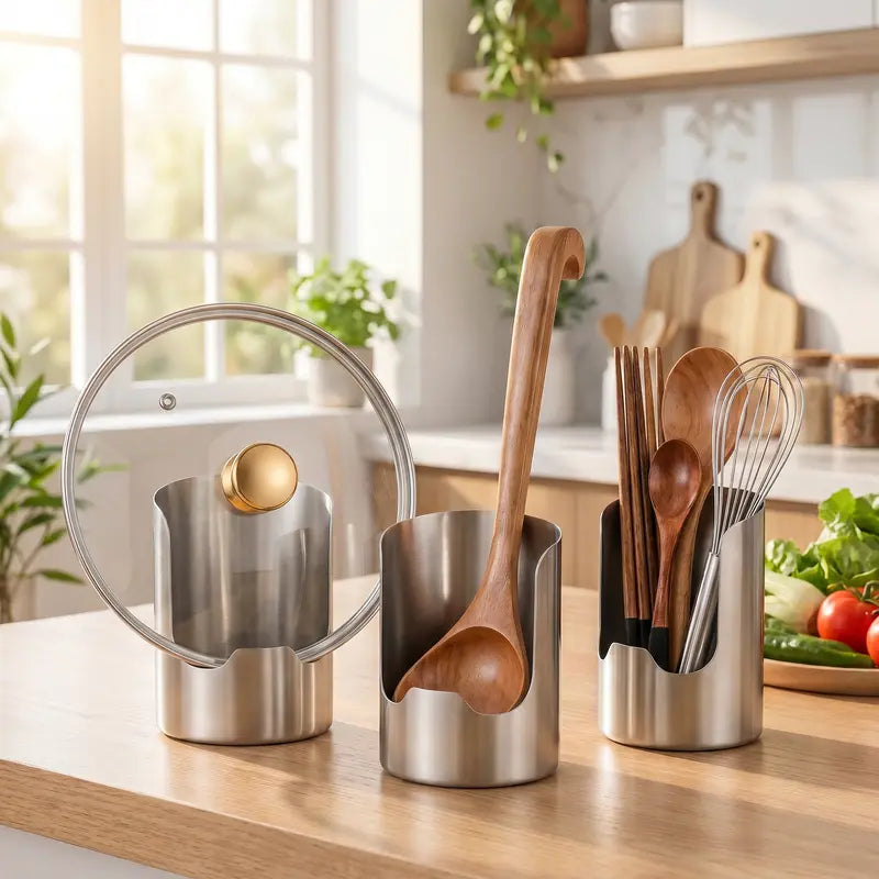 🥣 Stainless Steel Utensil & Lid Organizer