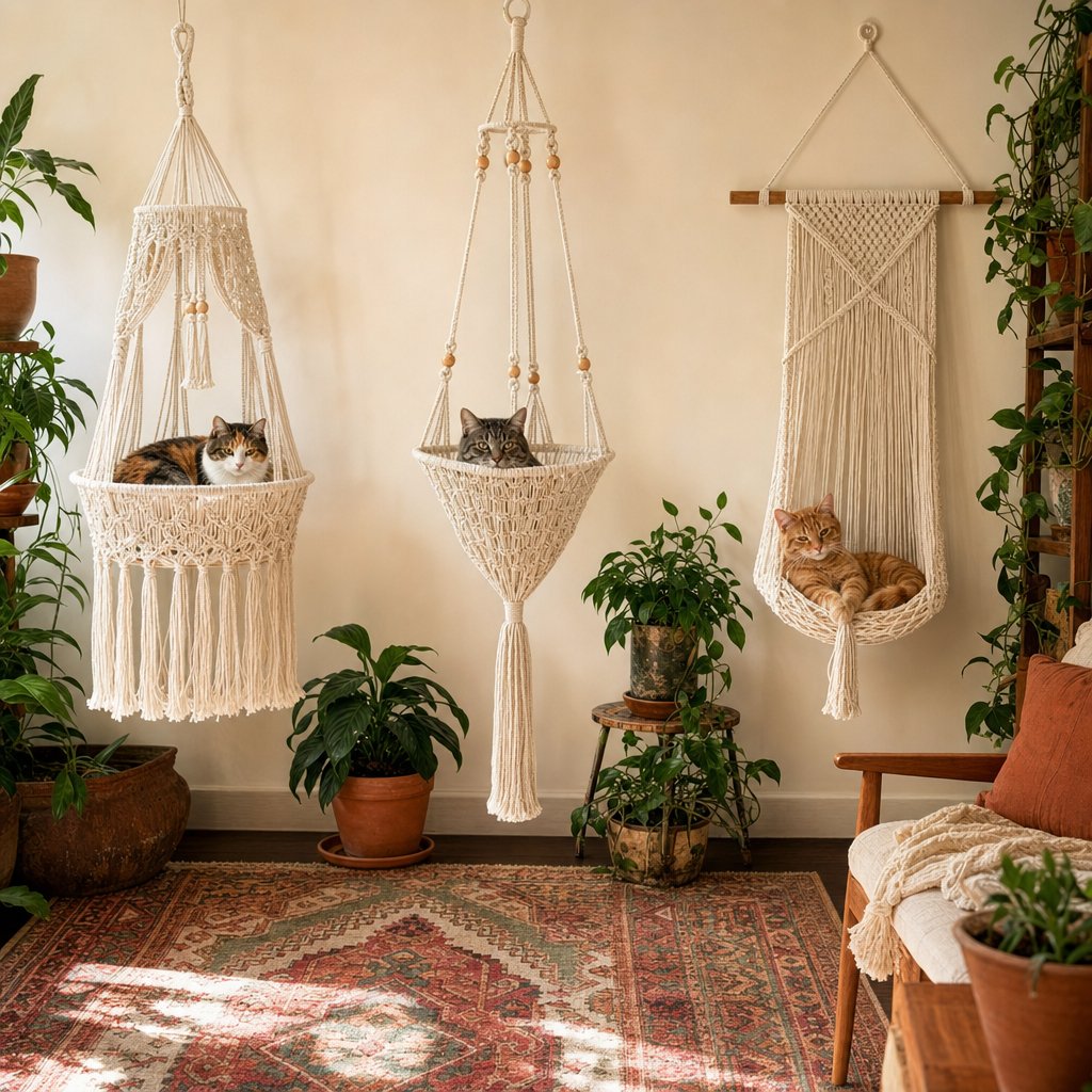 🐱 Boho Macrame Cat Hammock – Cozy Hanging Bed For Your Cat