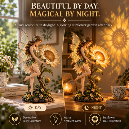 🌻 Enchanted Sunflower Fairy Projection Lamp – Magical Botanical Table Light