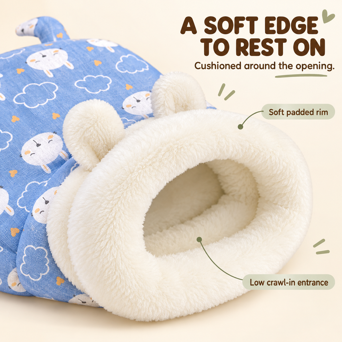 🐱🛏️Semi-Enclosed Hooded Pet Sleeping Bag Cave Bed