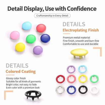 🎨Seamless Stitching Sewing Kit-100Pcs Invisible Colored Metal Buckle & Manual Pressure Pliers 🔧
