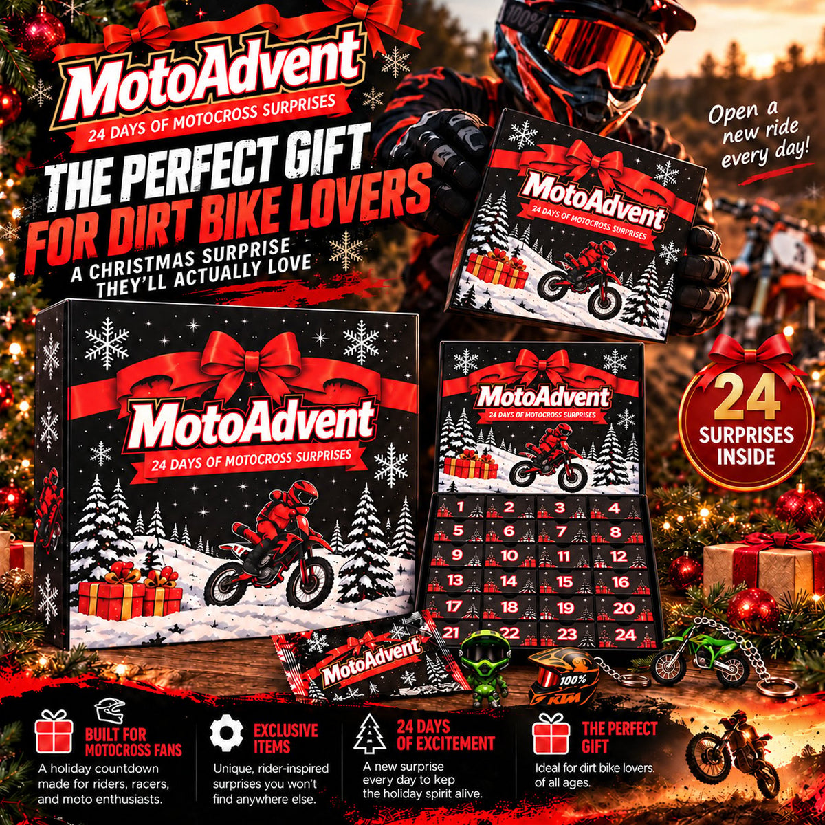 Motocross Lover Advent Calendar | 24 Days of Rider Themed Gifts, No Candy Fillers
