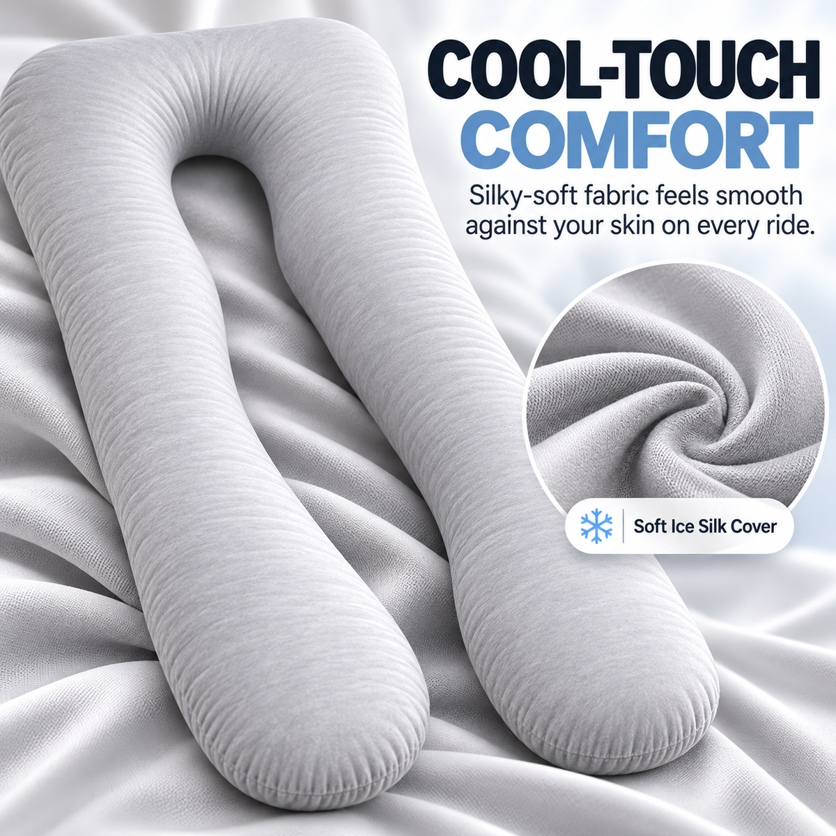 🚗Bvuyomi™Full-Body Road Trip Pillow – U-Shaped Passenger Cushion with Soft Ice-Silk Cover