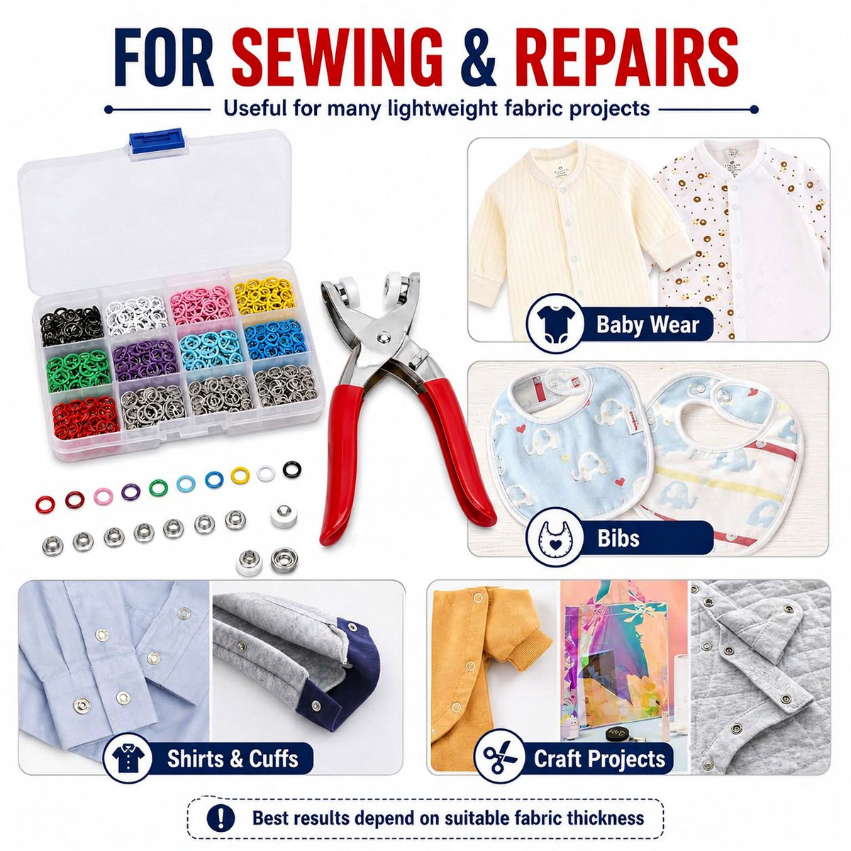 🎨Seamless Stitching Sewing Kit-100Pcs Invisible Colored Metal Buckle & Manual Pressure Pliers 🔧