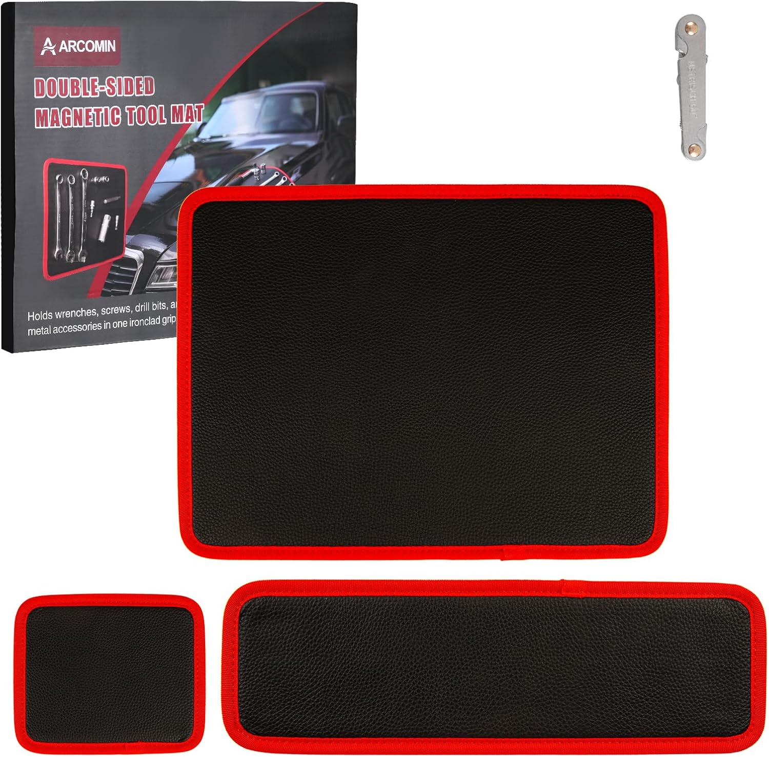 Three magnetic tool mats with packaging