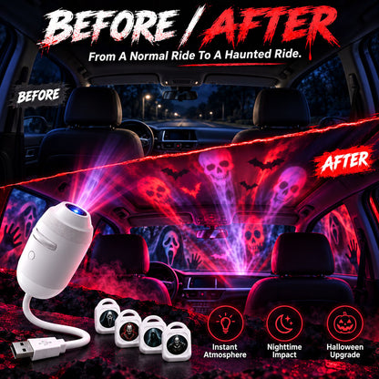 🔥24-Disc USB Car Interior Horror Projector Lamp