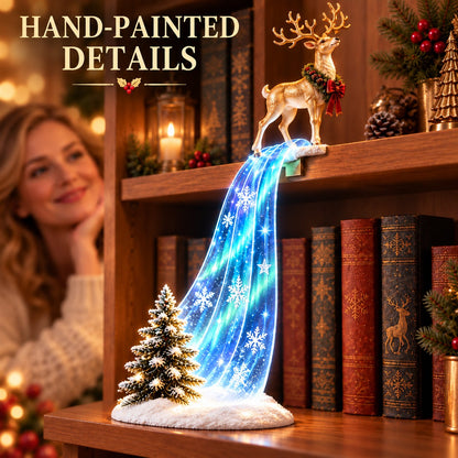 ✨ Christmas Resin Shelf Sitter Ornament with Cascading LED Lights | 6 Styles Available, Warm Festive Indoor Decoration for Family