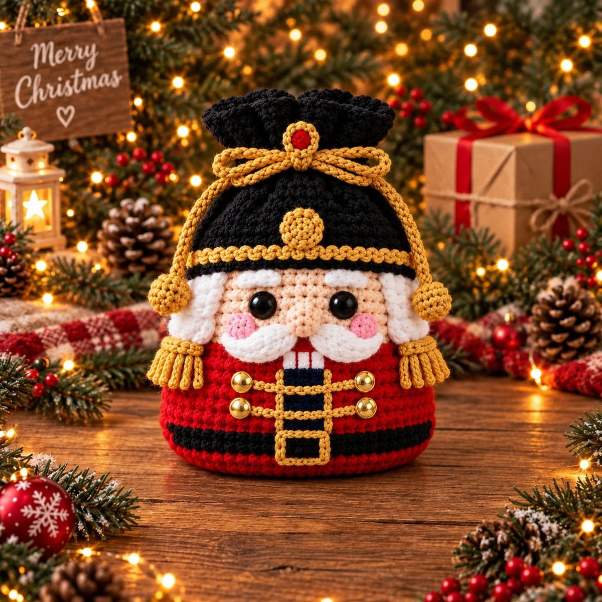 🎄 Christmas Crochet Character Gift Pouch | Reusable Drawstring Gift Bag