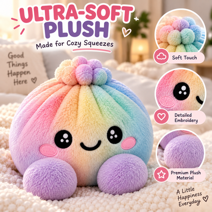 🌈Cute Plush StuffedDumpling Squishies, BigRainbow Squishes withSteamer🥟🎁