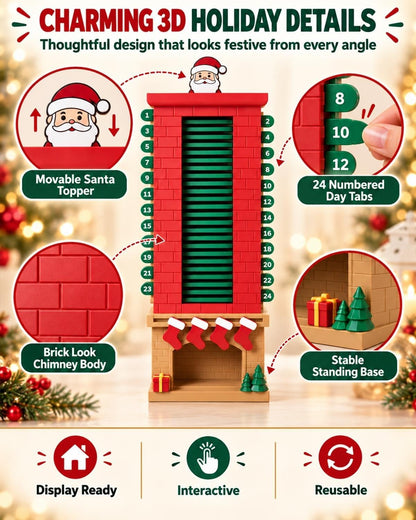 🎅 3D Printed Santa Chimney Advent Calendar – 24-Day Christmas Countdown 🎄