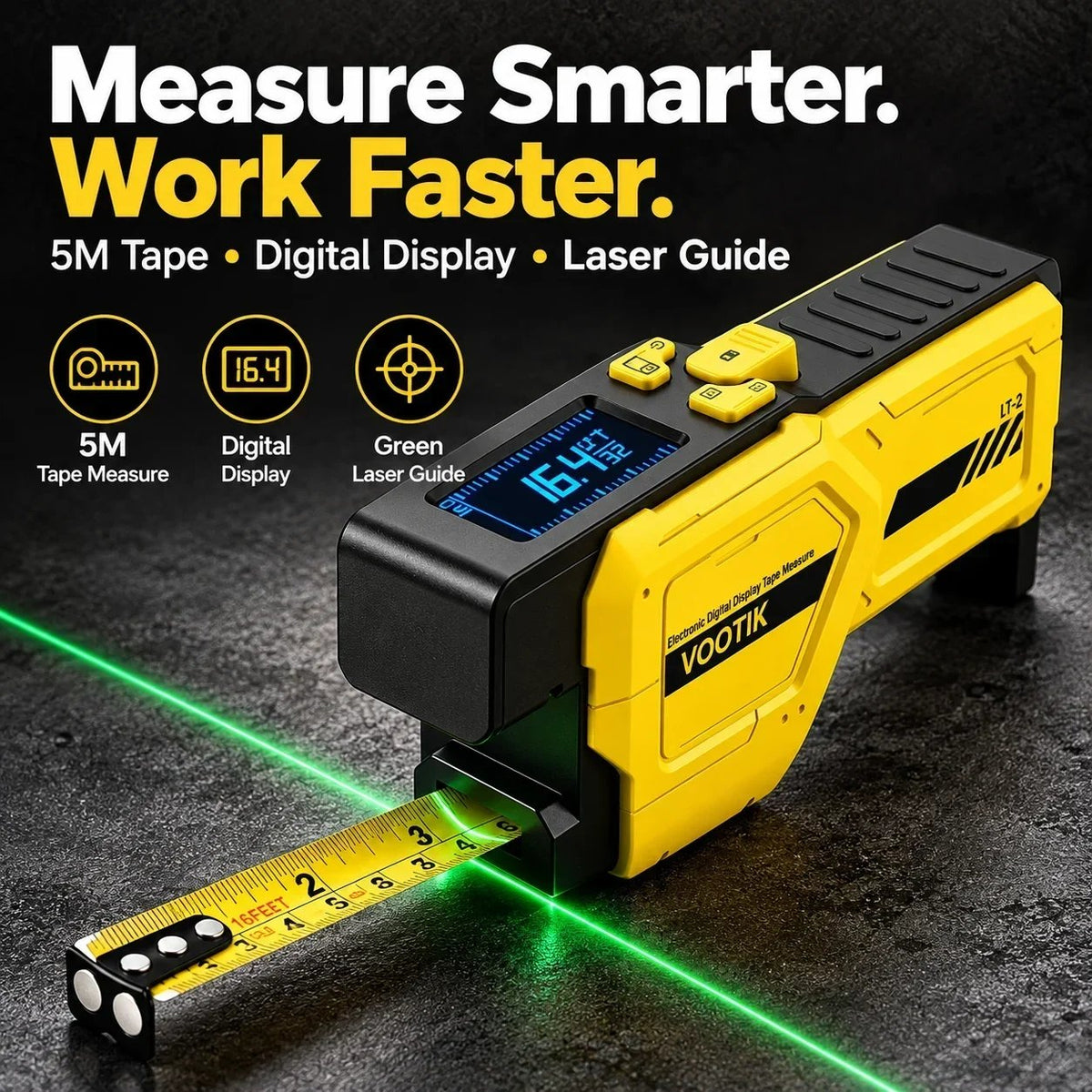 📏 3-in-1 Digital Laser Tape Measure