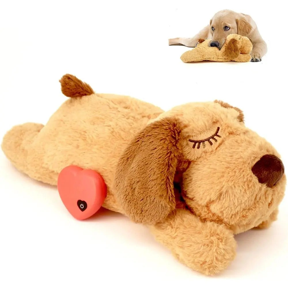 Dog Anxiety Heartbeat Plush Toy Sleep Simulation Calming Durable Interactive Pet Chew