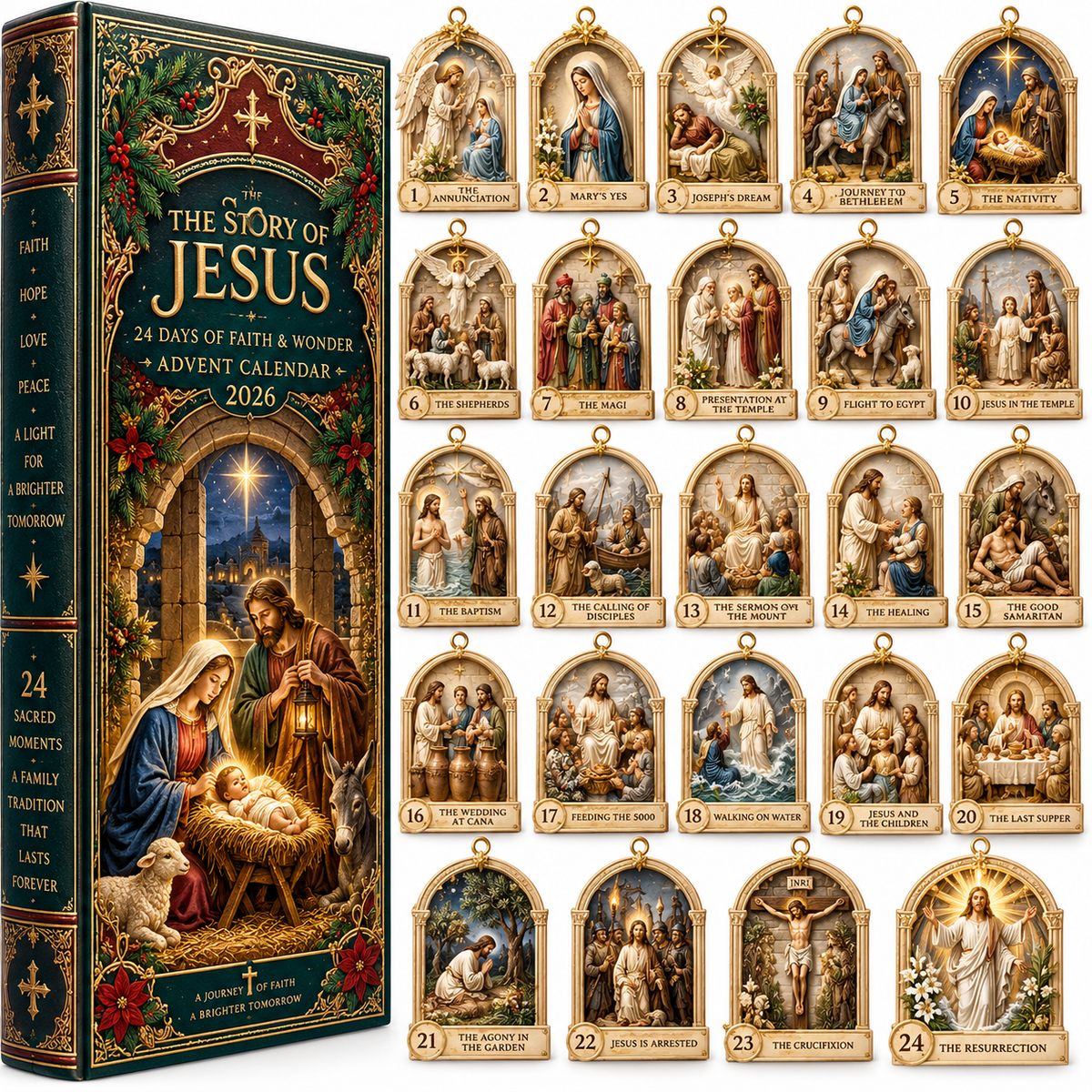 Story of Jesus 2026 – 24 Days of Faith & Wonder Advent Calendar with 24 Unique Biblical Scene Miniatures